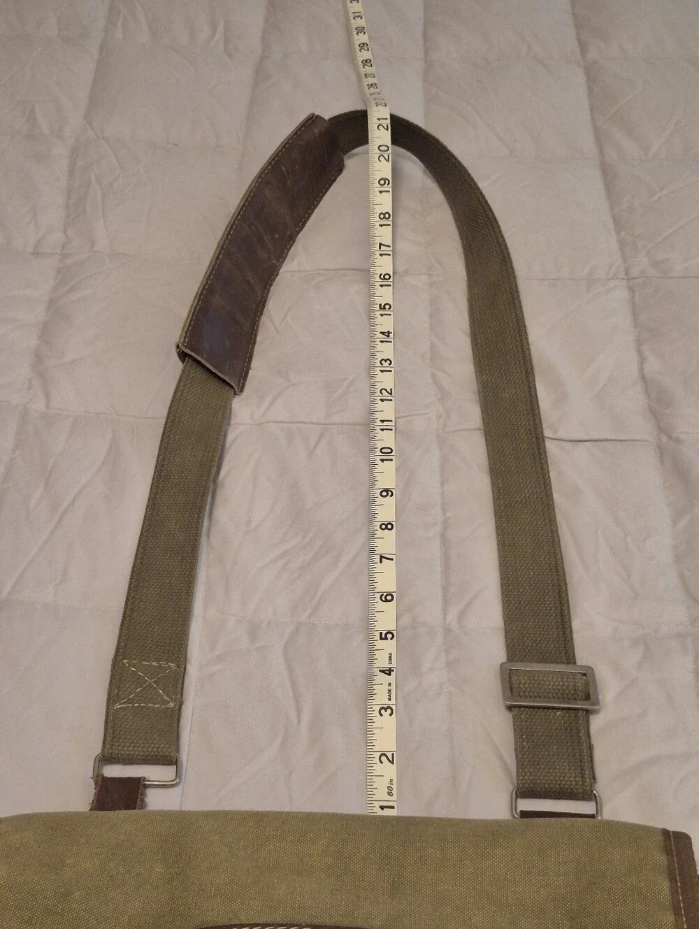 Vintage Orvis Canvas and Leather Messenger Bag, Green And Brown
